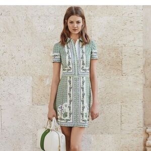 Tory Burch Green and White Dress